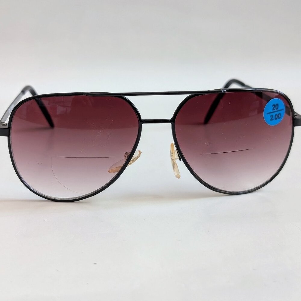 (NWT) Vintage 90's Aviator Metal Bi-Focal Reading Sunglasses (S. Black)